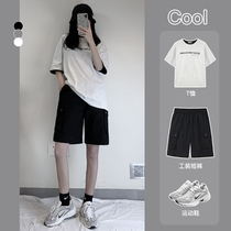 Sports shorts Women summer 2021 New loose straight thin casual pants high waist tooling five-point pants ins tide