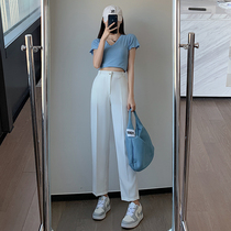 White Western Dress Pants Woman Summer Slim Fit 2021 New High Waist Pituitary Straight Cylinder Loose Small Casual Smoke Pipe Pants