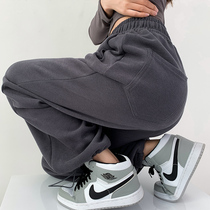 Grey Sports Pants Women Summer 2022 New Loose Straight Barrel Wide Pants High Street Ins Tide Casual Bungles Pants