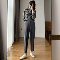 Suit pants womens straight loose spring and autumn 2021 New High waist slim drop feeling Joker casual nine pipe pants