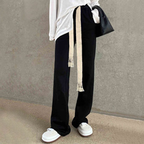Draw Rope Broadlegged Pants Female Spring Autumn Loose Straight Drum High Street Ins Tide slim 100 lap high waist pituitary drag sports pants