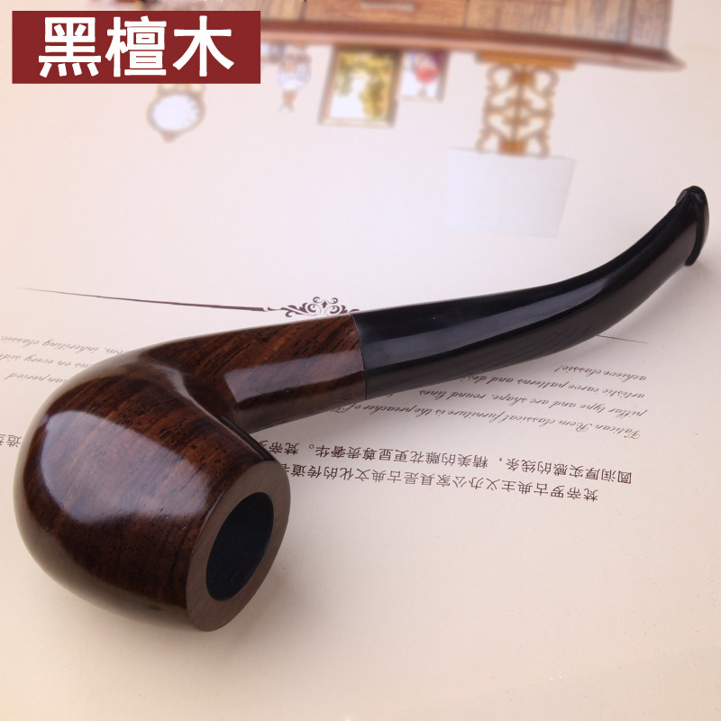 Imported leaflet ebony pipe ZOBO genuine men's hand-filtered tobacco special curved pipe