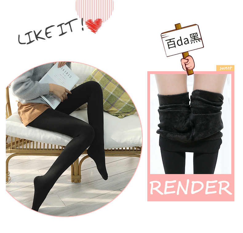 Langsha vớ nữ mùa thu và mùa đông cộng với nhung đen quần legging màu phụ nữ mặc nhẹ chân nhung mỏng tạo tác quần lót dày tất 3d