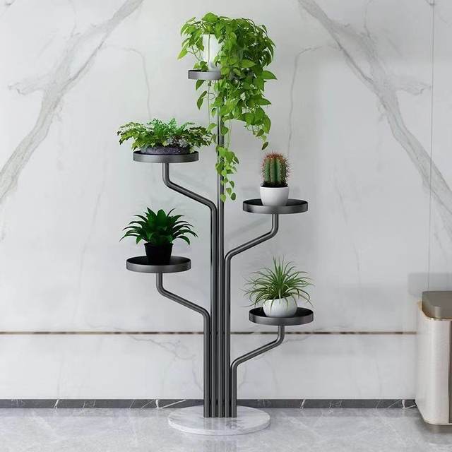 Nordic marble flower stand creative indoor floor-standing decoration rack pot flower rack ທາດເຫຼັກຫຼາຍຊັ້ນດອກຢືນ rack ເກັບຮັກສາງ່າຍດາຍ