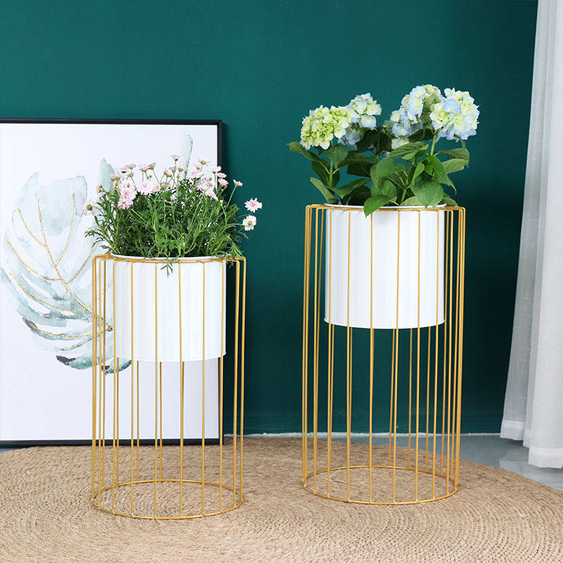 Nordic minimalist iron art floor style living room balcony flowerpots plant shelf Gold Ge flower shelf creative decoration green planting shelf