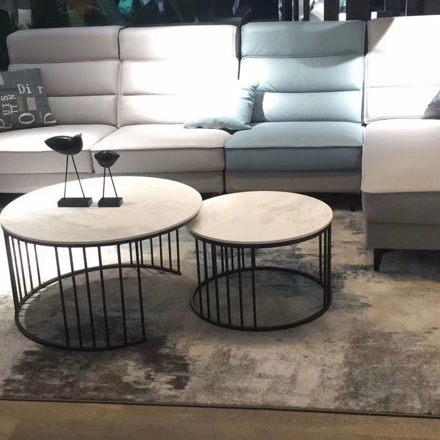 Nordic modern rock plate round tea table tea table combined net red minimalist modern small family living room tea table for home