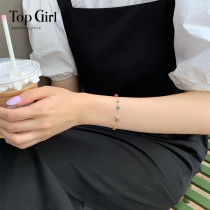 TOPGIRL Natural Tourmaline Bracelet Female Girlfriend Small Granules Candy Color Crystal Handwear Gift
