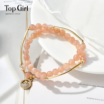 TOPGIRL Orange Moonlight Stone Bracelet Womens Double Circle Student Sleep Swan Pendant Crystal Handstring Girlfriend Gift