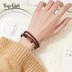 TOPGIRL Feminine Natural Garnet Bracelet Women's Three Circle Multi- Circle Stacked Tourmaline Transfer Beads Crystal Bracelet