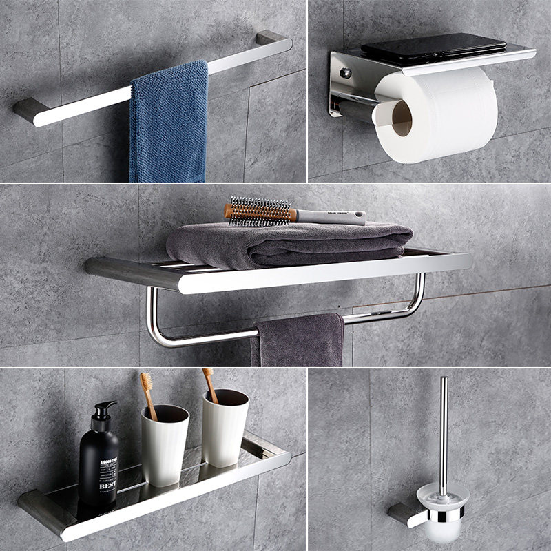 German Nordic 304 Stainless Steel Bath Towels Towel Rack Makeup Room Shelve Bathroom Hardware Pendant