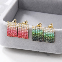 New Products Tide Korean version net Red bursting Earrings Fashion Personality Women Earrings Color Gradient Zircon S925 silver pin