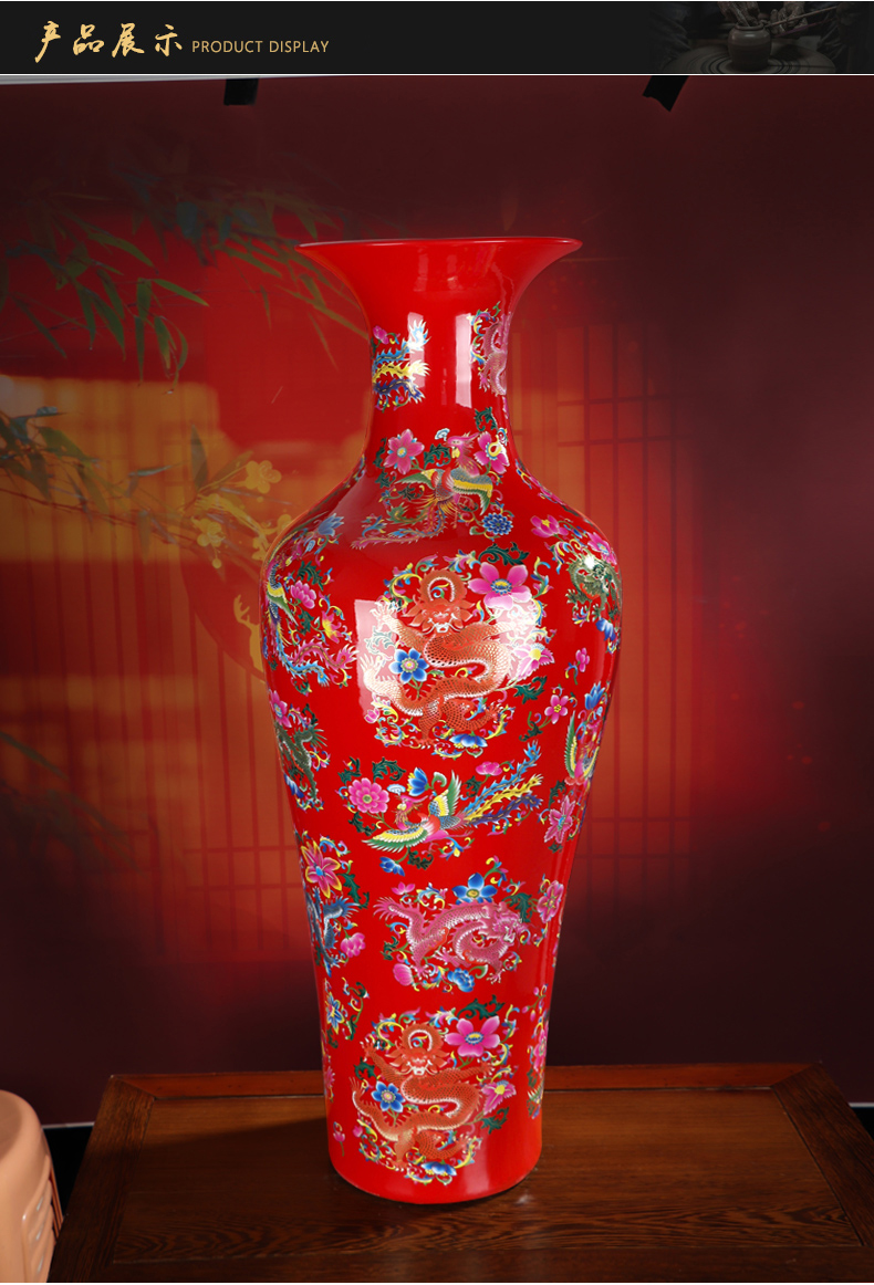 China red large vases, jingdezhen ceramics high TV ark to heavy adornment furnishing articles archaize sitting room