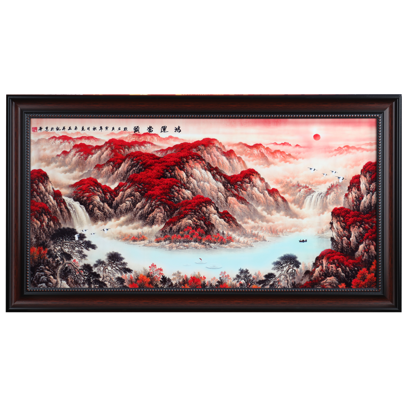 Jingdezhen porcelain plate painting landscapes home sitting room hangs a picture background wall office ceramic landscape hotel decoration