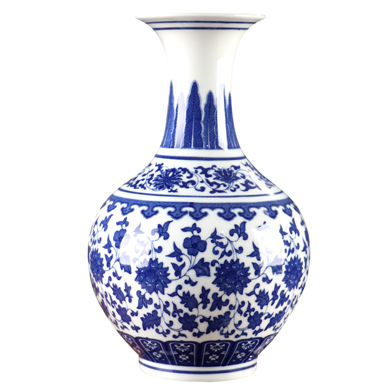 花瓶 青花五彩長頸瓶  20世紀中期中國景德鎮傑作 花瓶 青花五彩長頸瓶 20世紀中期中國景德鎮傑作