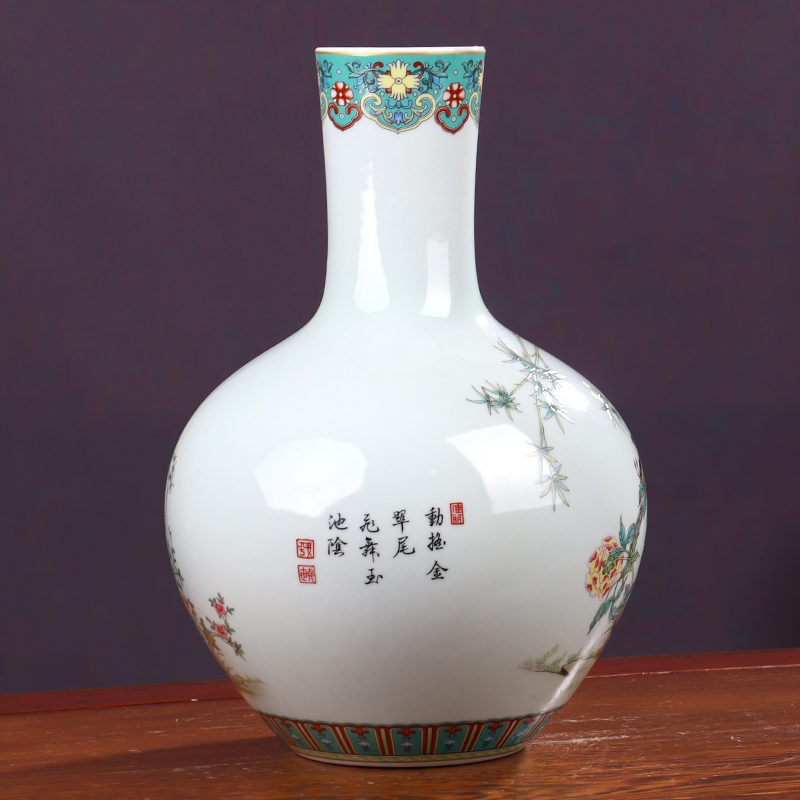 New Chinese style of jingdezhen ceramics vase flower arranging light key-2 luxury furnishing articles I sitting room office handicraft ornament