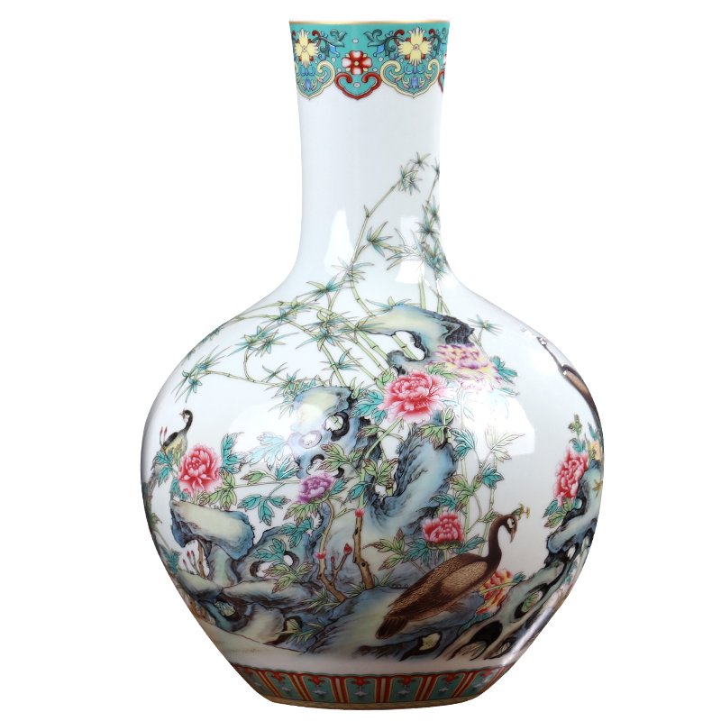 New Chinese style of jingdezhen ceramics vase flower arranging light key-2 luxury furnishing articles I sitting room office handicraft ornament
