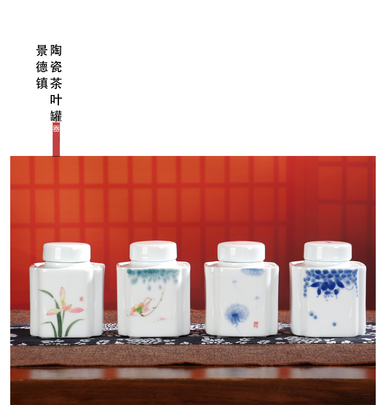Jump in the household sealed ceramic tea caddy fixings box travel warehouse storage tank pu 'er tea pot receives special tea set