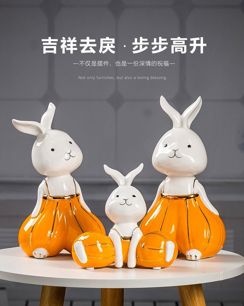 Lucky rabbit "and the sheep ceramic furnishing articles three wine accessories creative home TV ark, Nordic light of key-2 luxury