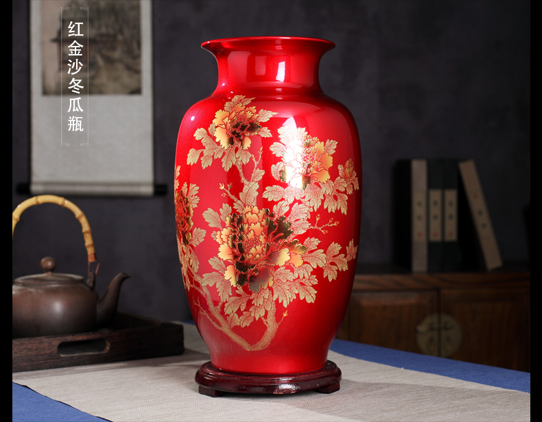 Jingdezhen ceramics vase furnishing articles sitting room dry flower arranging flowers modern TV cabinet rich ancient frame decorative arts and crafts