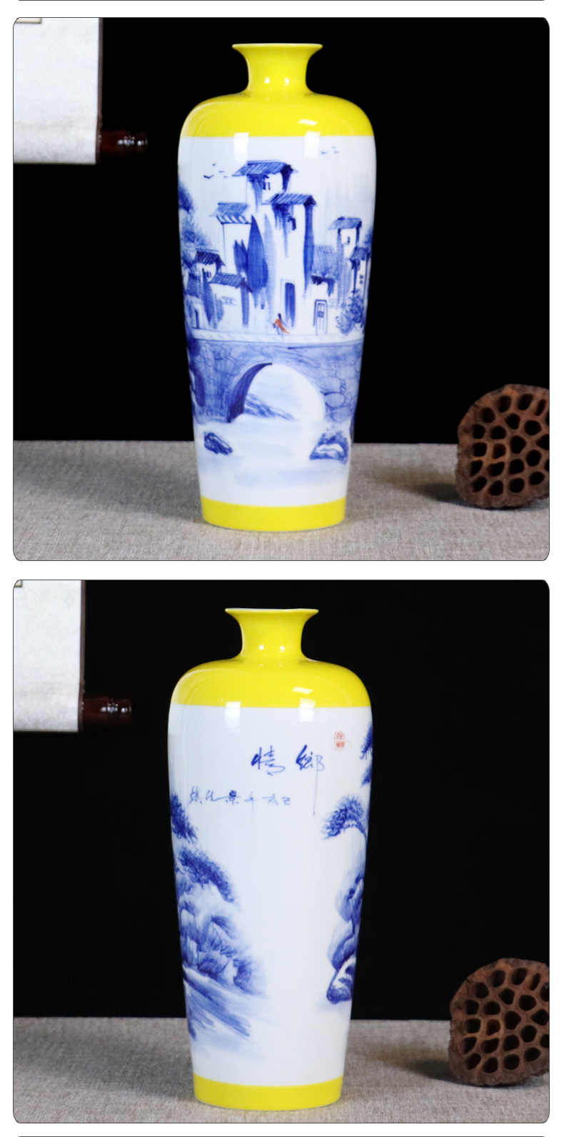 Jingdezhen ceramics vase bamboo country - specific ones water furnishing articles sitting room flower arranging Chinese desktop office study ornaments