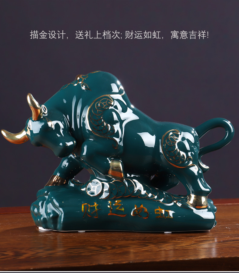 China red ceramics cattle furnishing articles sitting room adornment bedroom porch wedding festival opening gifts process