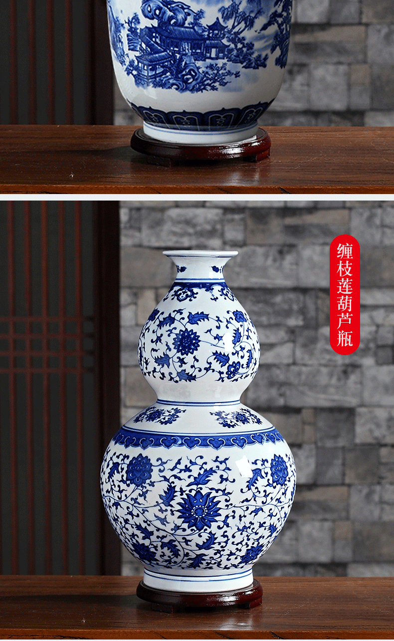 Antique vase of blue and white porcelain of jingdezhen ceramics home furnishing articles sitting room of Chinese style household adornment small handicraft arranging flowers