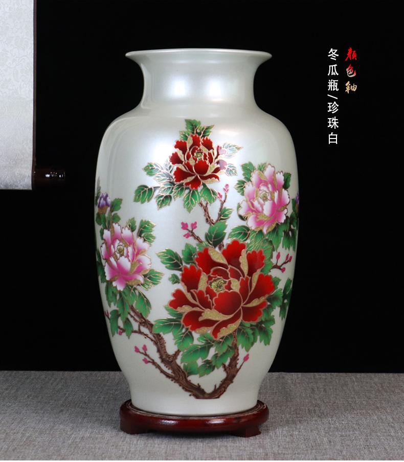 Crystal glazed pottery jingdezhen porcelain vase desktop furnishing articles sitting room flower arranging flowers, flower implement Chinese style decoration