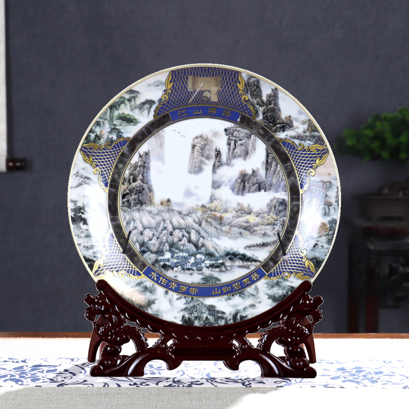 Rat ox zodiac ceramic decoration plate of rich ancient frame of jingdezhen porcelain wine furnishing articles sitting room small handicraft ornament