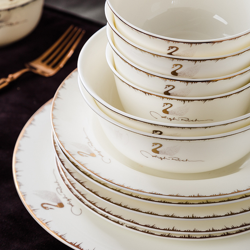 North European contracted dishes suit household light the key-2 luxury of jingdezhen ceramics dishes combine up phnom penh ipads porcelain tableware