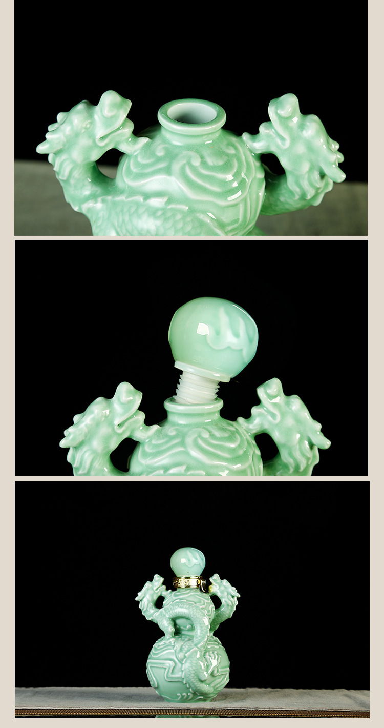 Jingdezhen ceramic bottle 1/3/5 antique green glaze sealing/10 jins to household liquor jugs empty bottle storage jars