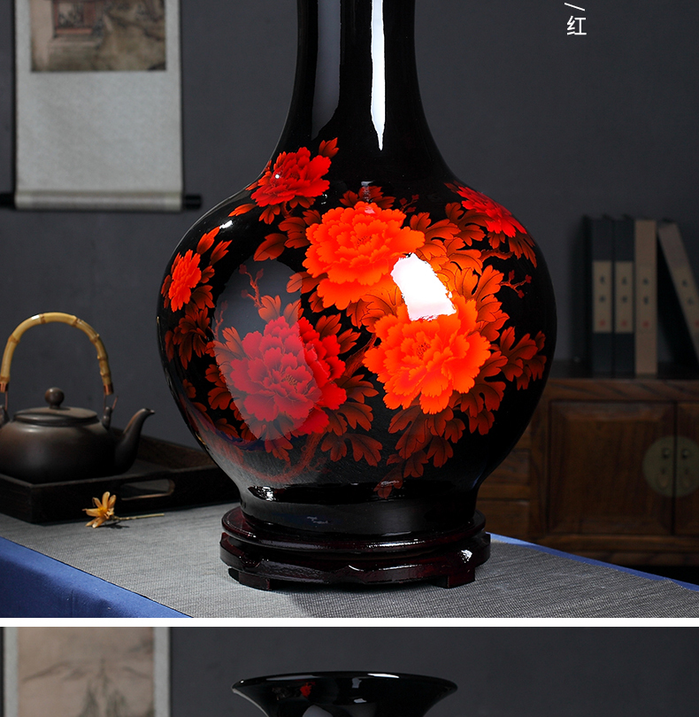 Furnishing articles of sitting room color glaze vase large landing jingdezhen ceramics flower arranging Chinese style household decorative arts and crafts