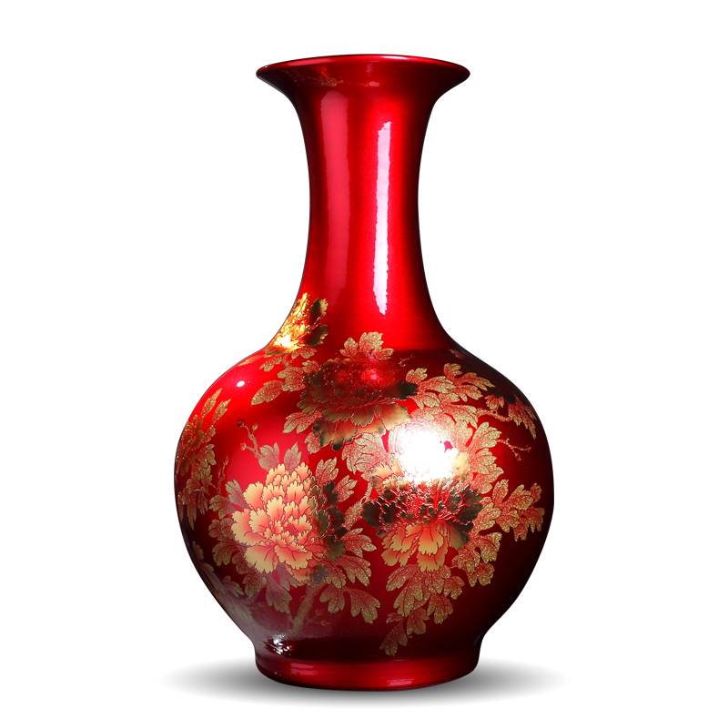 Furnishing articles of sitting room color glaze vase large landing jingdezhen ceramics flower arranging Chinese style household decorative arts and crafts
