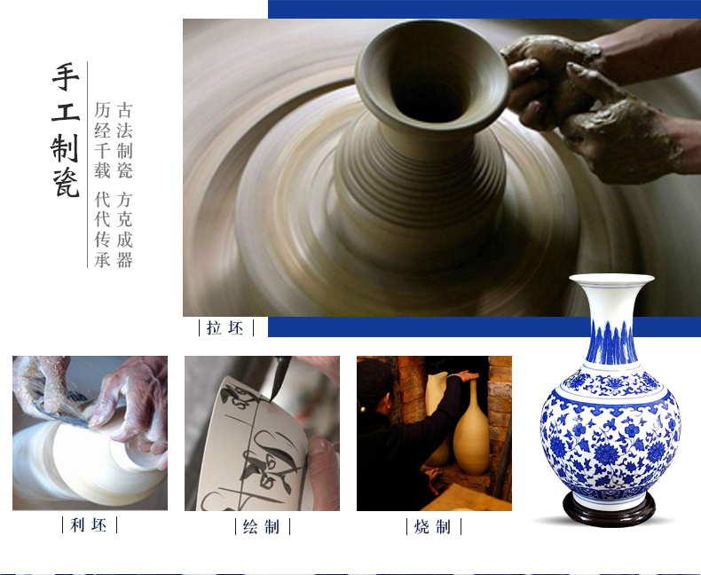 Blue and white porcelain vase furnishing articles flower arranging archaize little sitting room decoration of new Chinese style flower implement of jingdezhen ceramics