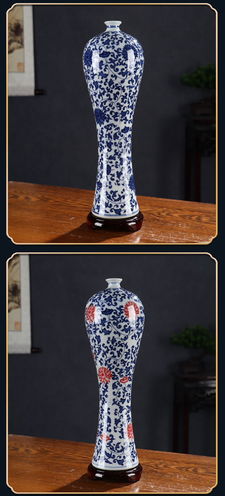 Combination of blue and white porcelain vase furnishing articles flower arranging archaize sitting room adornment Chinese jingdezhen ceramics high landscape model