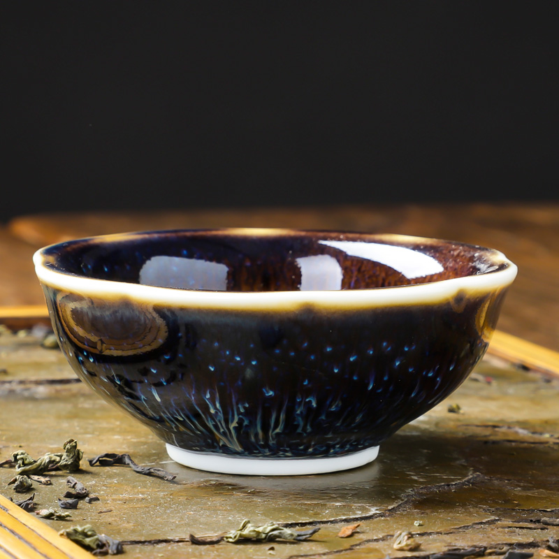 The New building tea light cup up, master sample tea cup temmoku bowl kung fu tea set small checking ceramics