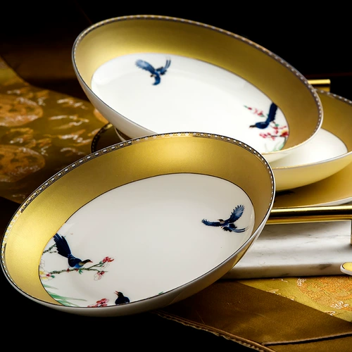 Комплект для домашнего использования, керамическая фарфоровая высококлассная посуда, европейский стиль, китайский стиль, легкий роскошный стиль