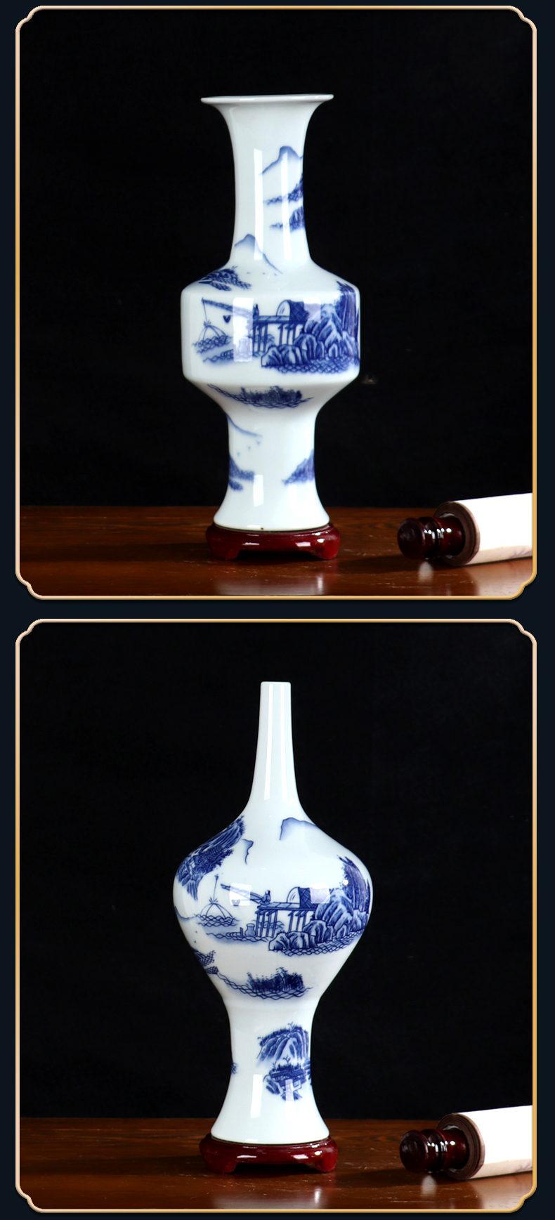 Blue and white porcelain vase furnishing articles sitting room flower arranging contracted and I high model of archaize of jingdezhen ceramics craft ornaments