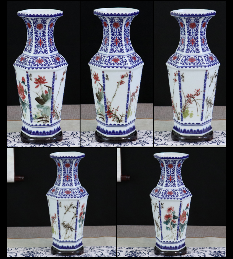 Hand - made by patterns of blue and white porcelain jingdezhen ceramics vase furnishing articles dried flower arranging flowers sitting room decoration