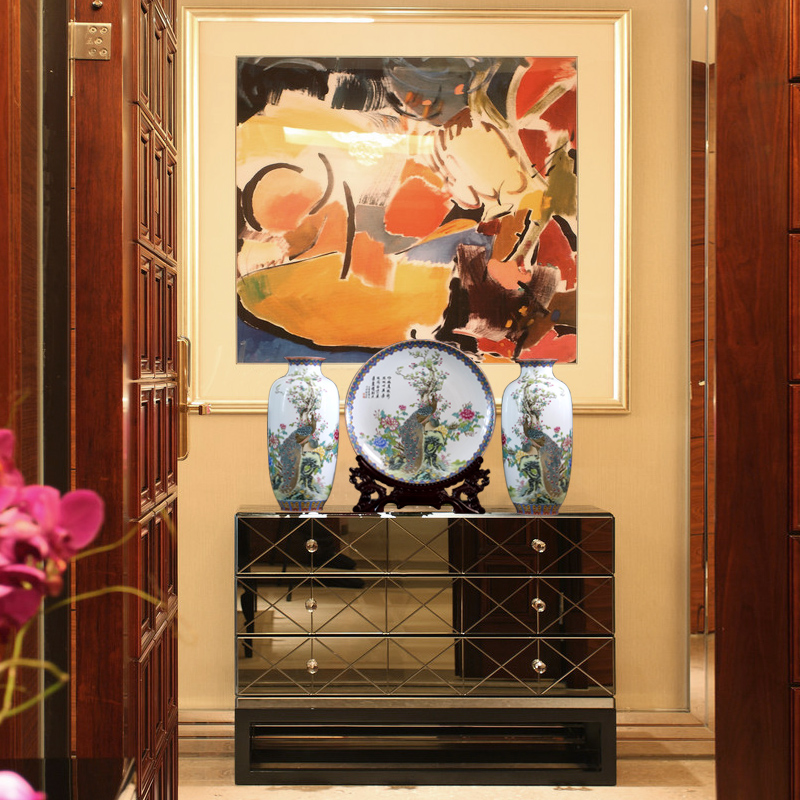 Large vases, decorative plate of three - piece furnishing articles of jingdezhen ceramics Chinese flower arranging dried flowers sitting room of small handicraft