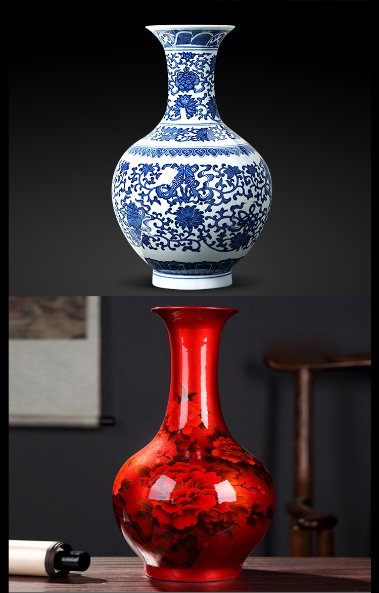 Rich ancient frame small place wine sitting room adornment TV cabinet office table of jingdezhen ceramics vase