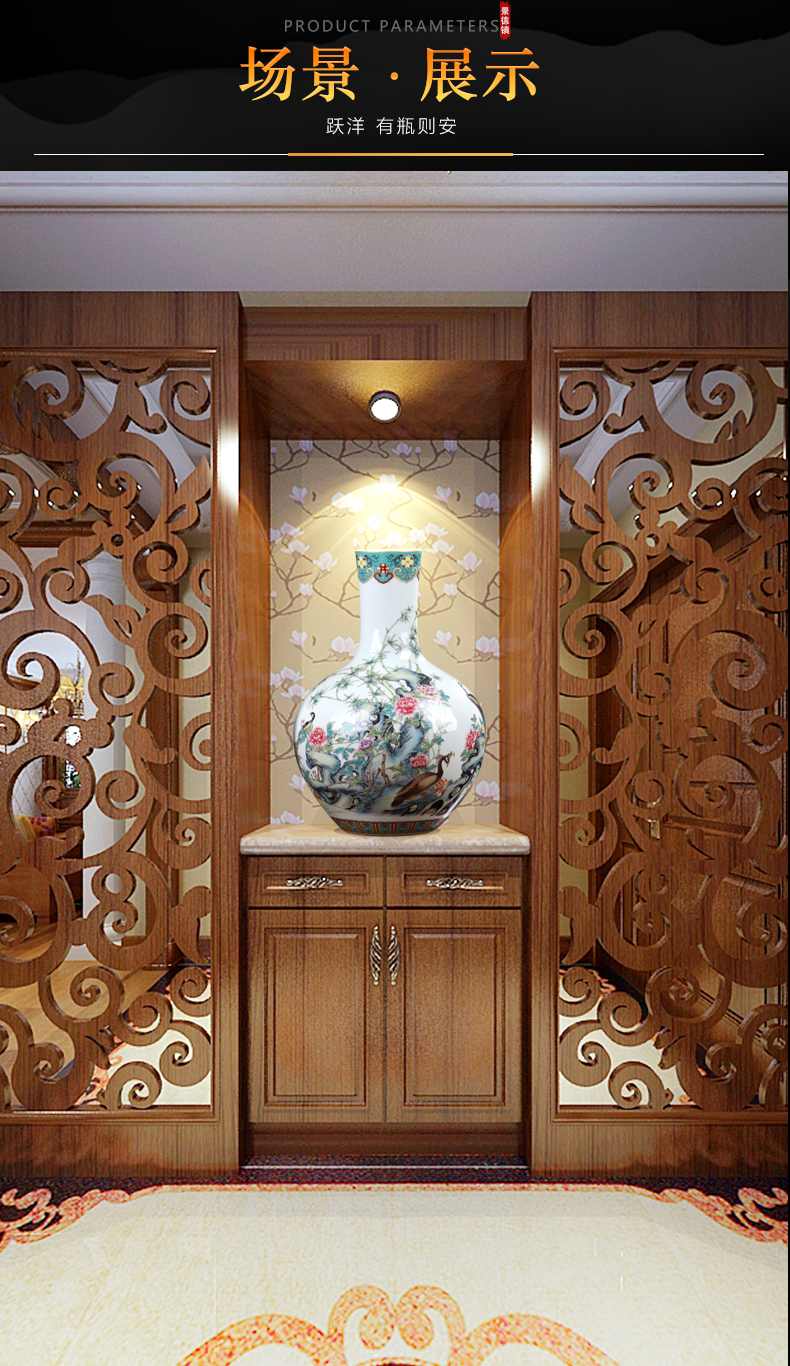 New Chinese style of jingdezhen ceramics vase flower arranging light key-2 luxury furnishing articles I sitting room office handicraft ornament