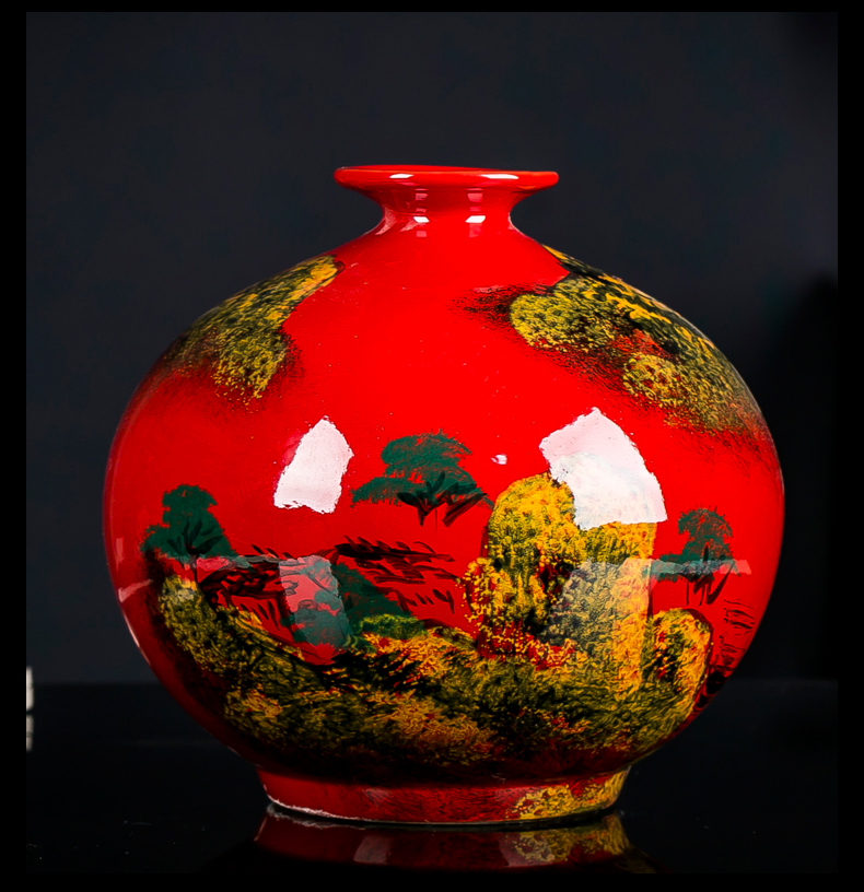 Chinese red hand - made jingdezhen ceramics wine cabinet decoration home furnishing articles color glaze vase handicraft ornament