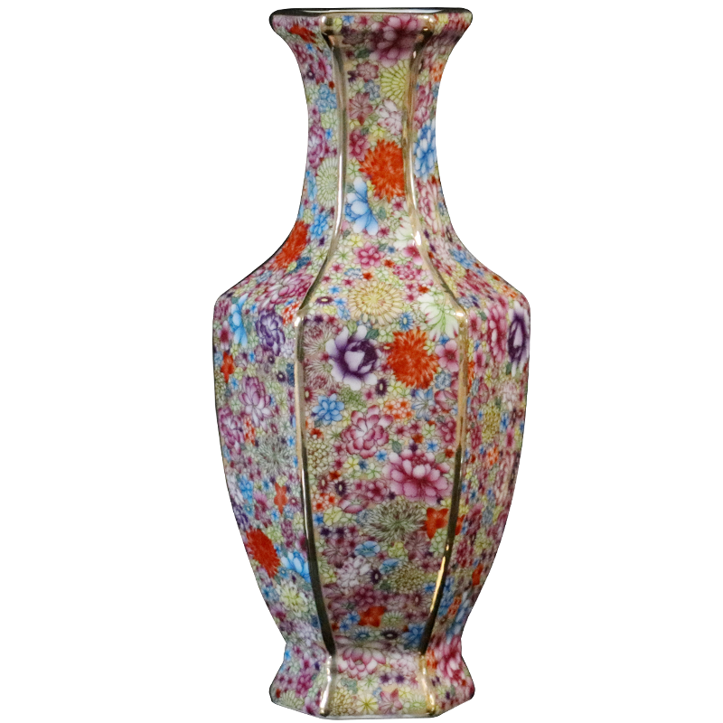 Antique Chinese style flower powder enamel vase of jingdezhen ceramics furnishing articles dried flower arranging flowers small sitting room decoration