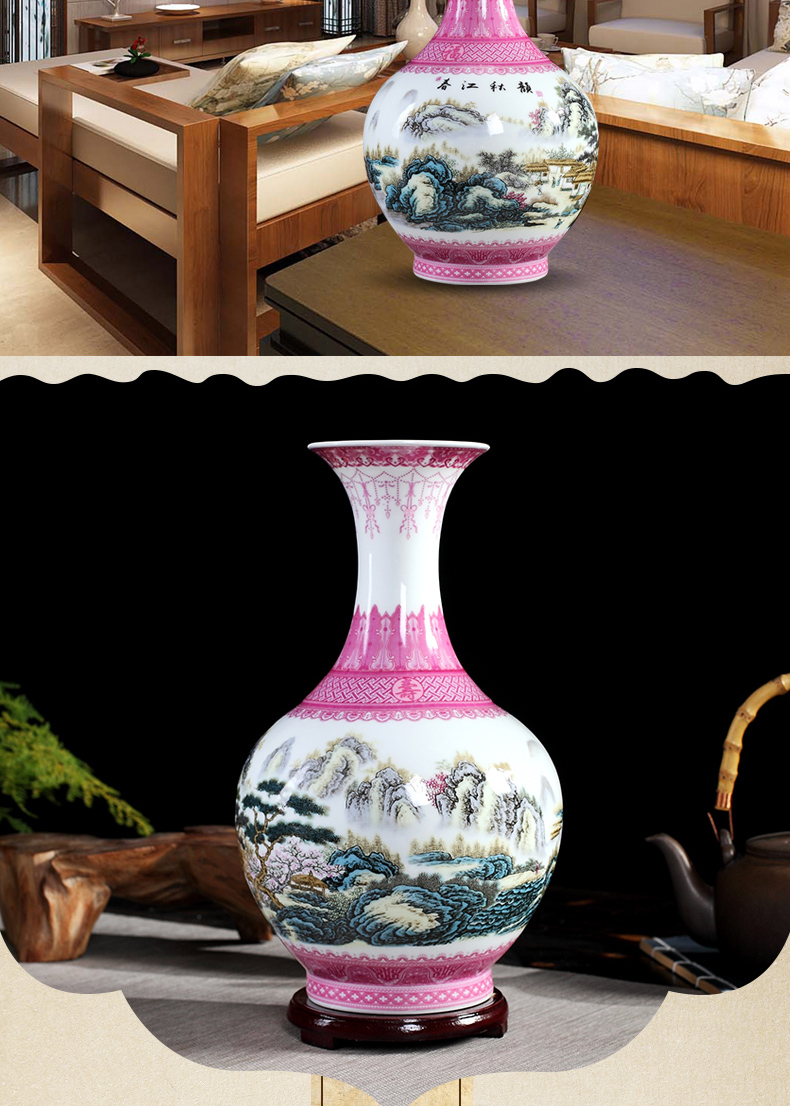 Powder enamel vase furnishing articles rich ancient frame of jingdezhen ceramics home sitting room flower arrangement craft adornment ornament