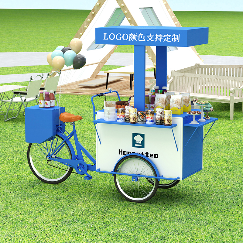 Creative Outdoor Stall Setup with a Donkey-Drawn Tricycle for Promotional Activities, Sales Promotion, Night Market Display, and Parade Float