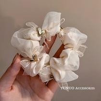 Elegant and loving small butterfly knot large intestine hair ring female sweet mezana tail leather head rope shot Scalp Sleeve Hair Rope Headwear