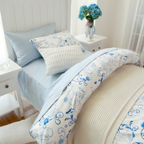 Blue Platinum Pianpian Butterfly Dance Four Piece Set Children Cartoon Satin Single Bed 1 5m Sheet Kit