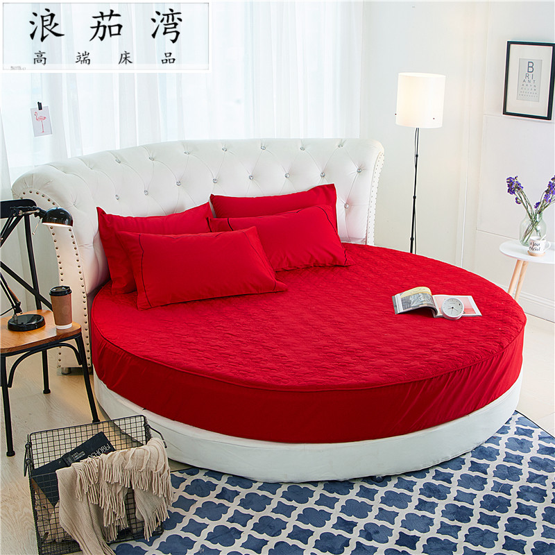Giường cotton dày tùy chỉnh tấm trải giường tròn Giường tròn châu Âu viền tấm bạt lò xo bảo vệ tấm trải giường - Trang bị Covers ga chun trải giường	