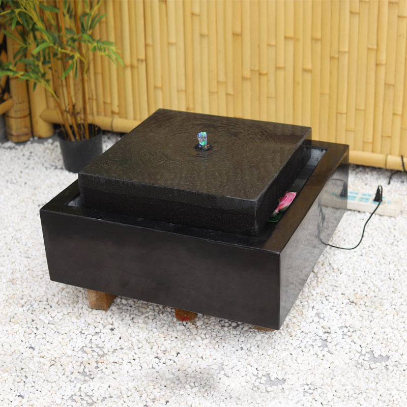 Stone carving courtyard waterscape large-scale black mountain stone strange stone flowing water bowl landscape pool special-shaped stone spring water bowl decoration