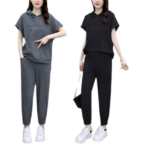 Спортивный костюм, толстовка, штаны, комплект, подходит для полных девушек, большой размер